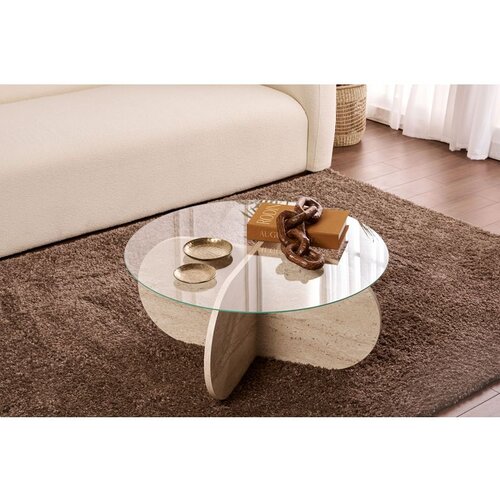 Hanah home Aeris - Travertine, Transparent TravertineTransparent Coffee Table Cene