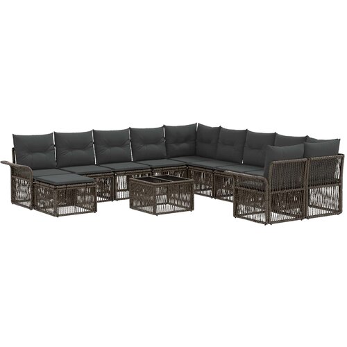 vidaXL Vrtna sedežna garnitura 12 pcs Siva in temno siva poli ratan, (5000270357) Cene