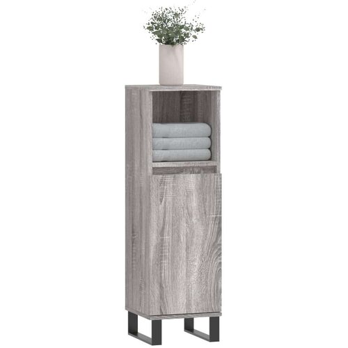 VidaXL kupaonski ormarić sivi hrast 30x30x100 cm konstruirano drvo Slike