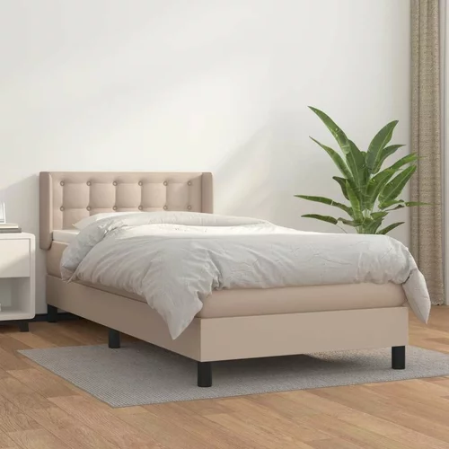  Box spring postelja z vzmetnico kapučino 100x200cm umetno usnje, (20726125)