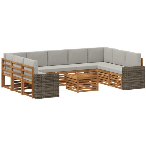 vidaXL Sedežne garniture z blazino 10 pcs Naravna in svetlo siva, (5000283673) Cene