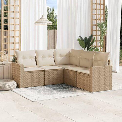 vidaXL 5-dijelni vrtni set sofa s jastucima bež od poliratana Cijene