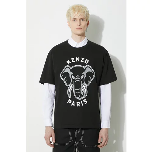 Kenzo Pamučna majica Oversized T-Shirt za muškarce, boja: crna, s tiskom, FD65TS0064SG.99J