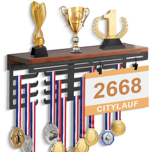 JUJOYBD leseno stensko stojalo za medalje in pokale Slike