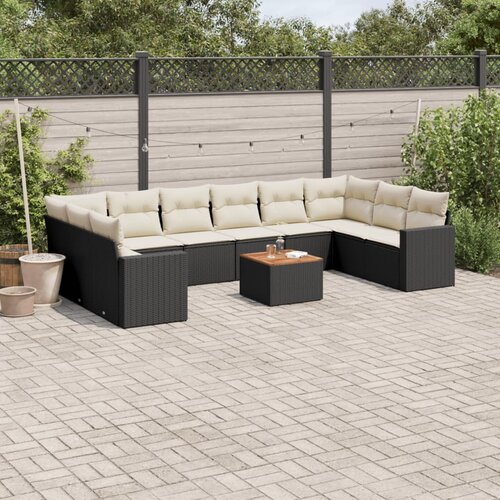 vidaXL 11-dijelni set vrtnih sofa od poliratana s jastucima crni Cijene