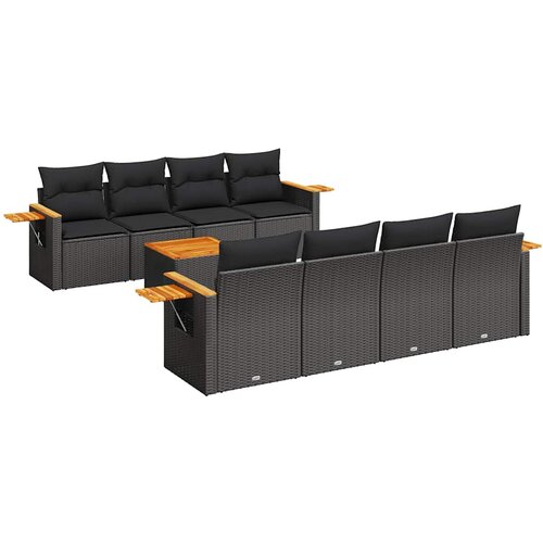  9-dijelni set vrtnih sofa s jastucima crni od poliratana Crna 85 x 62 x 69 cm Slike