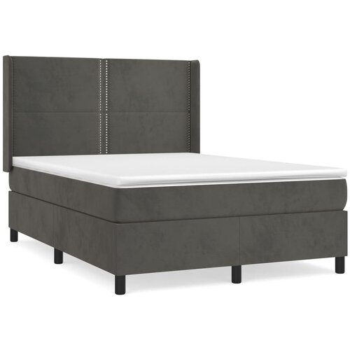 VidaXL Box spring postelja z vzmetnico temno siva 140x200 cm žamet, (20726641) Slike