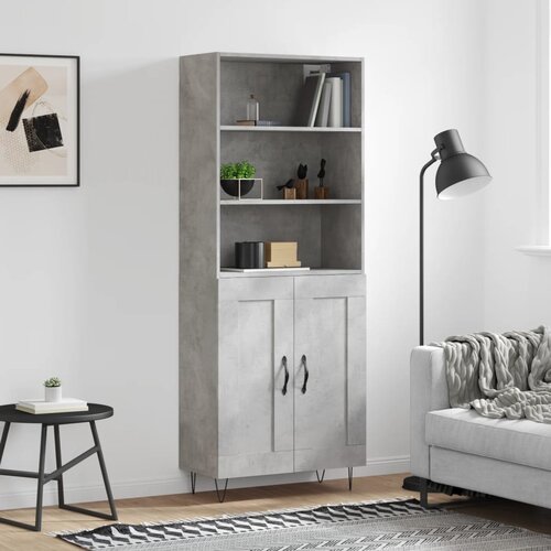 vidaXL Visoka komoda betonsko siva 69,5x34x180 cm inženirski les Cene