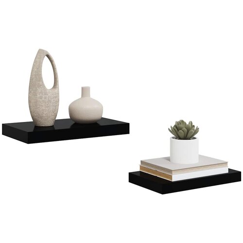  Plutajuće zidne police 2 kom sjajne crne 40 x 23 x 3,8 cm MDF Slike