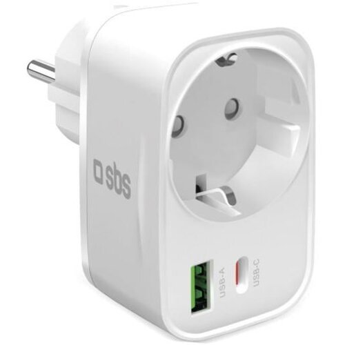 Sbs Stenski polnilnik 20W z vtičnico USB-A USB-C bele barve, (5000277585) Cene