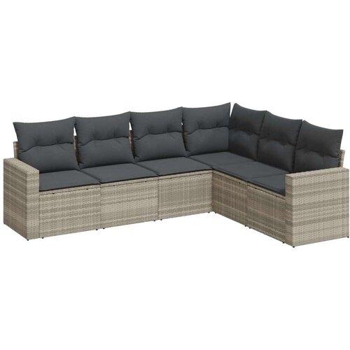 VidaXL 6-dijelni set vrtnih sofa od poliratana s jastucima svjetlosivi Slike
