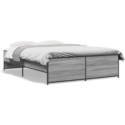 Maison Chic Posteljni okvir - Dvoposteljna postelja - Zakonska postelja siva sonoma 135x190 cm inženirski les in kovina-J15182, (21760837) Cene