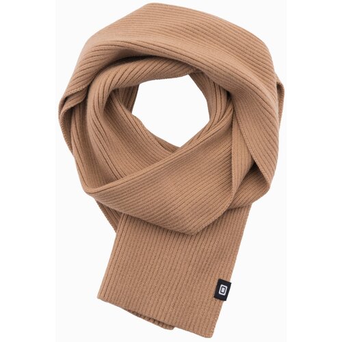 Ombre Men&amp;#039;s monochromatic ribbed knit scarf - light brown Slike
