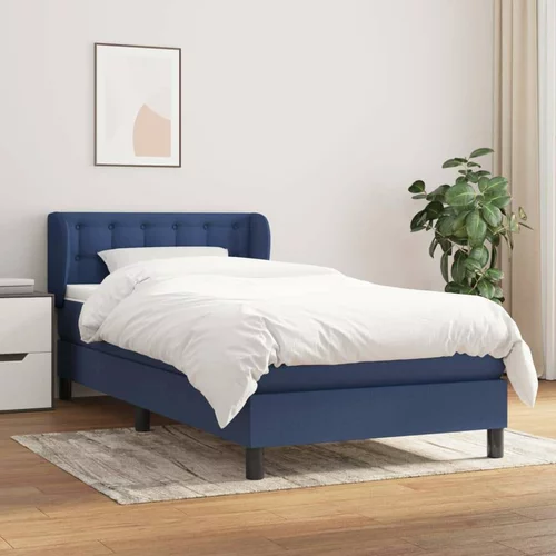 Box spring postelja z vzmetnico modra 90x200 cm blago, (20896649)