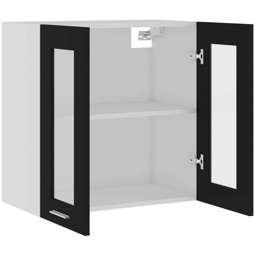 VidaXL Viseča steklena omarica črna 60x31x60 cm iverna plo&amp;scaron;ča Slike