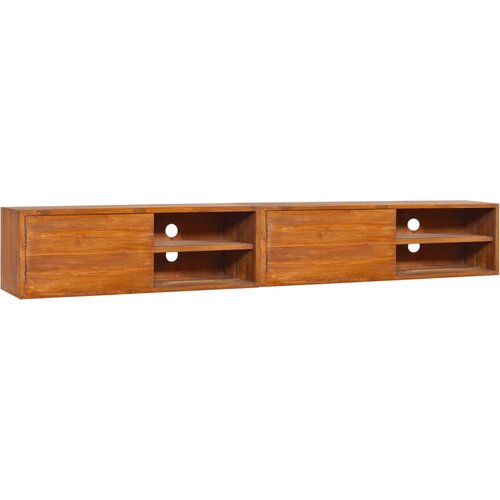 The Living Store Stenska TV omarica 180x30x30 cm trdna tikovina - Stenska TV Omarica, (21374971) Slike