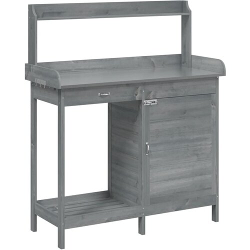 VidaXL Miza za sajenje z omarico siva 110,5x45x124,5 trden les jelke, (21159854) Slike