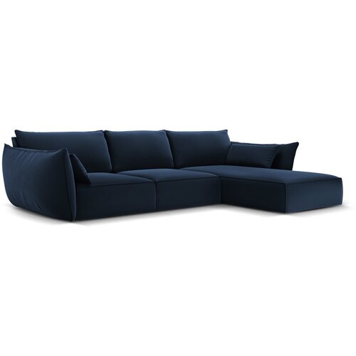 Mazzini Sofas Temno modra žametna kotna sedežna garnitura z ležalnikom (desni kot) Vanda &amp;ndash; Slike