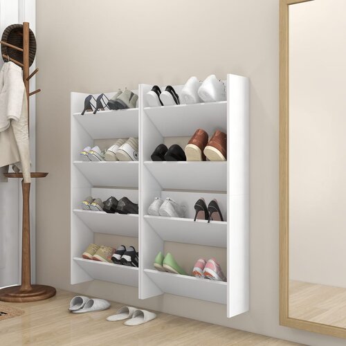  Zidni ormarići za cipele 4 kom bijeli 60 x 18 x 60 cm iverica Slike