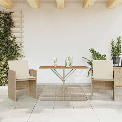  3-dijelni bistro set s jastucima bež od poliratana Slike