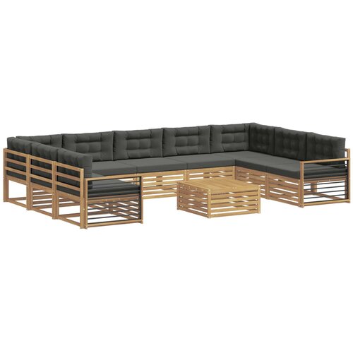 vidaXL Zunanja garnitura za sedenje z blazino 10 pcs Bela in antracit, (5000271850) Cene