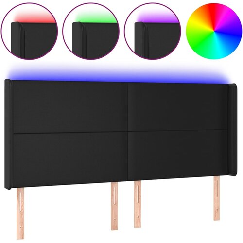 VidaXL LED posteljno vzglavje črno 203x16x118/128 cm umetno usnje, (20793070) Slike