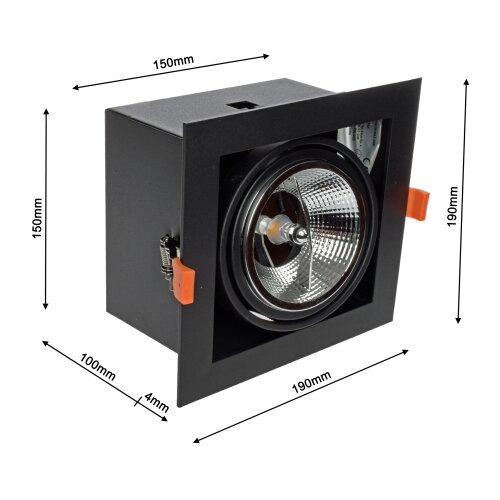  Ugradno stropno svetlo PLAZA AR111 1xGU10/12W/230V crno Slike
