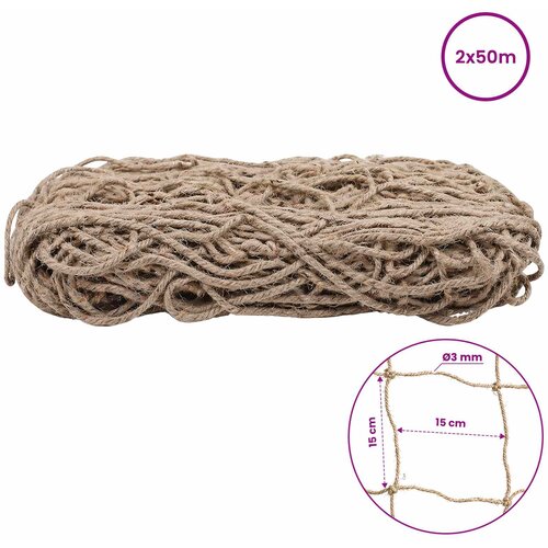  Mreža za potporu biljaka od jute Prirodna 2 x 50 m 100% Jut Slike