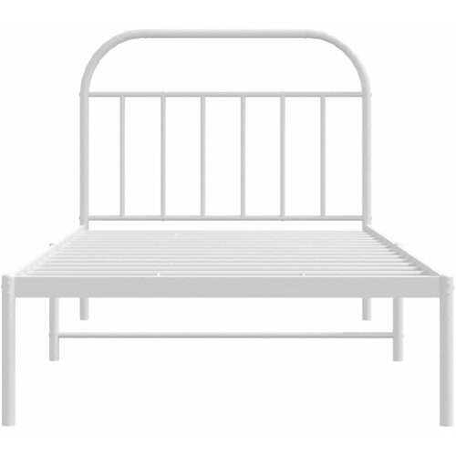  Metalni okvir za krevet s uzglavljem bijeli 107x203 cm Slike