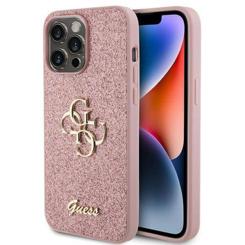 Guess GUHCP15XHG4SGP silikonski ovitek za iPhone 15 Pro Max - roza z bleščicami in zlatim logom Cene
