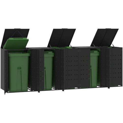 vidaXL Spremište za 5 kante za otpad crno 345x79x117 cm čelično Cijene