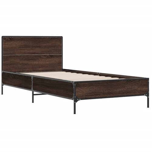 vidaXL Okvir za krevet smeđi hrast 100x200cm konstruirano drvo i metal Cene