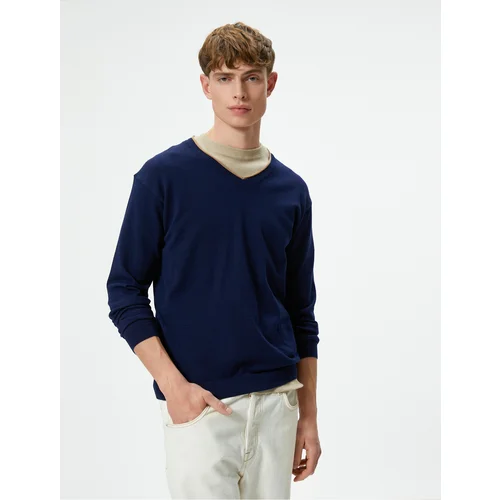 Koton V-Neck Sweater Knitwear Slim Fit Long Sleeve