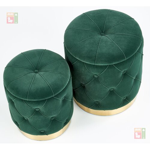 Halmar Set od 2 taburea POLLY, prečnika 40/44 cm, zelena/zlatna Cene