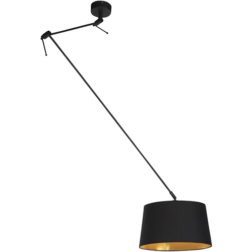 QAZQA Viseča svetilka z bombažnim odtenkom črna z zlatom 35 cm - Blitz I črna