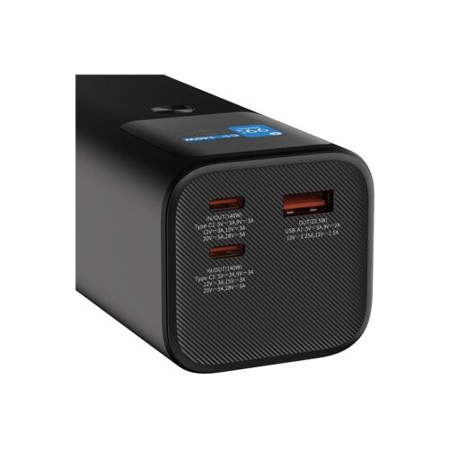 Canyon PB-2010, allowed for air travel power bank 27000mAh/97.2Wh li-poly battery, in/out:2xUSB-C PD3.1 140W, out:usb-a qc 3.0 22.5W,TFT display,dark grey Slike