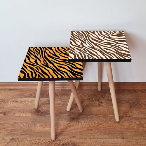 Hanah home 2Shp434 - Orange OrangeBlackBrownWhite Nesting Table (2 Pieces) Cene