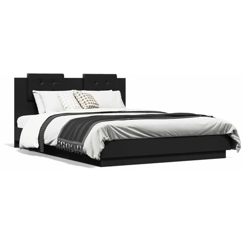  Okvir za krevet s uzglavljem crna 120x200 cm konstruiranog drva