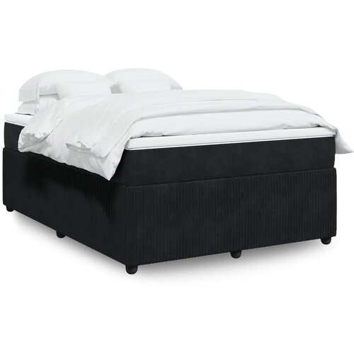 vidaXL Box spring postelja z vzmetnico črna 160x200 cm žamet Cene