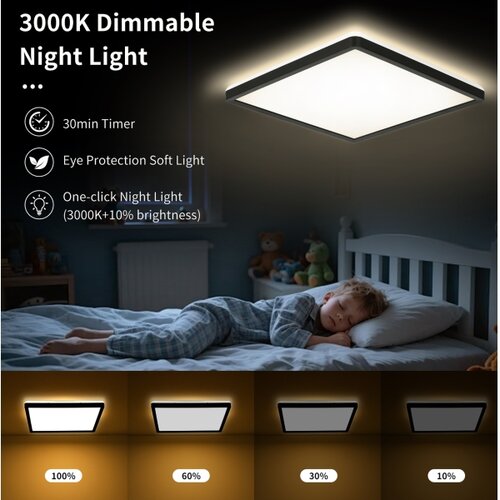  Brilagi - LED prigu&amp;scaron;iva svetiljka ULTRA SLIM LED/18W/230V 30x30 cm crna + sa daljinskim upravljačem Slike