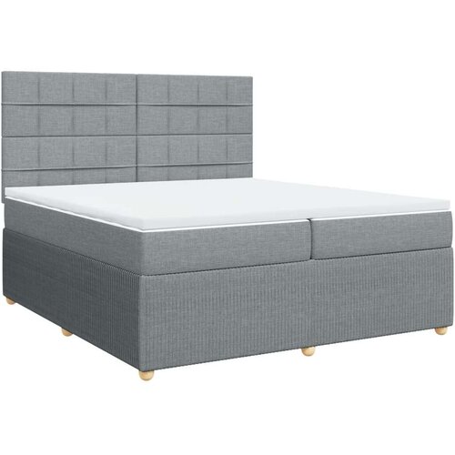 VidaXL Krevet s oprugama i madracem svjetlosivi 200 x 200cm od tkanine Slike