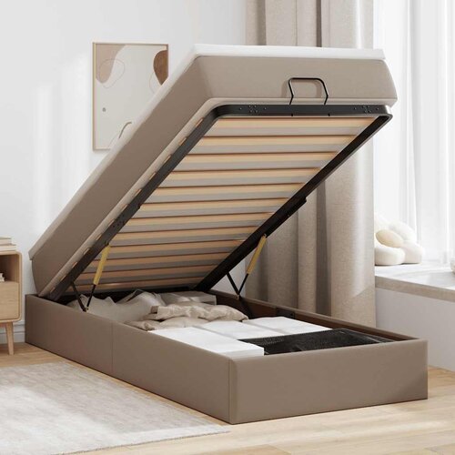 VidaXL Okvir kreveta s madracem cappuccina 90x200cm umjetna koža Slike