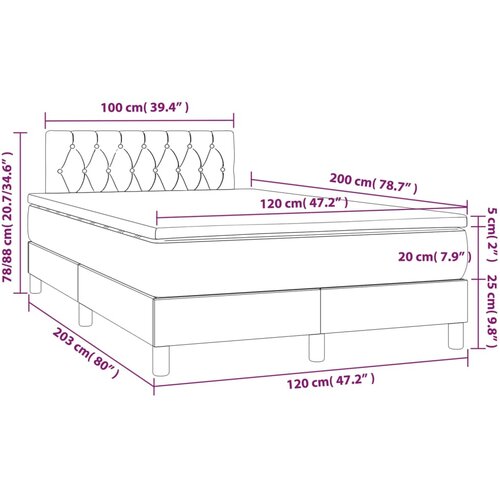  box spring s madracem LED tamnosivi 120 x 200 cm tkanina Slike