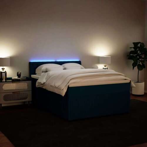 VidaXL Krevet box spring s madracem plavi 160 x 200 cm bar&amp;scaron;unasti Slike