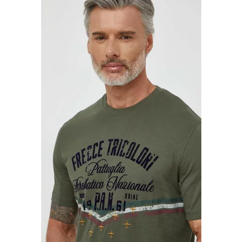 Aeronautica Militare Bombažna kratka majica moški, zelena barva
