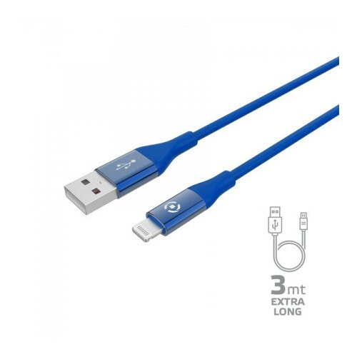Celly lightning kabl u plavoj boji 3m ( USBLIGHTCOL3MBL ) Cene