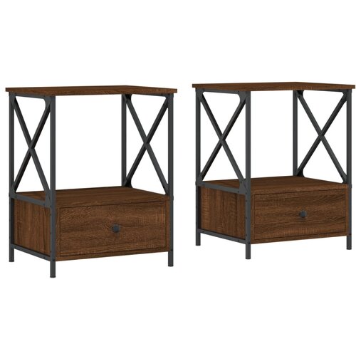 Maison Chic Dvo delni komplet Nočne omarice - Nočne mize rjavi hrast 50x41x65 cm inženirski les, (21688963) Slike