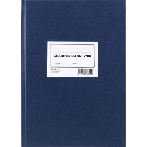 Optima Građevinski dnevnik VIII-10/NCR A4, tvrdi uvez, 2x50 listova, numeriran Slike