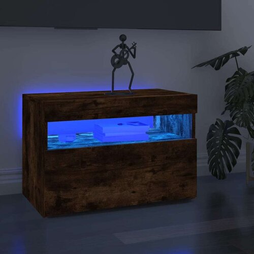 TV ormarići 2 kom s LED svjetlima boja hrasta 60 x 35 x 40 cm Slike