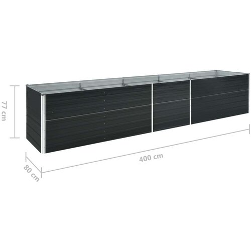 VidaXL Povi&amp;scaron;ena vrtna gredica pocinčani čelik 400x80x77 cm antracit Slike